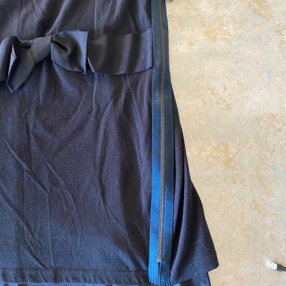 Lanvin 22 F St Honore Black Silk and Jersey T Shirt Dress w/bow Size XS - Picture 4 of 5